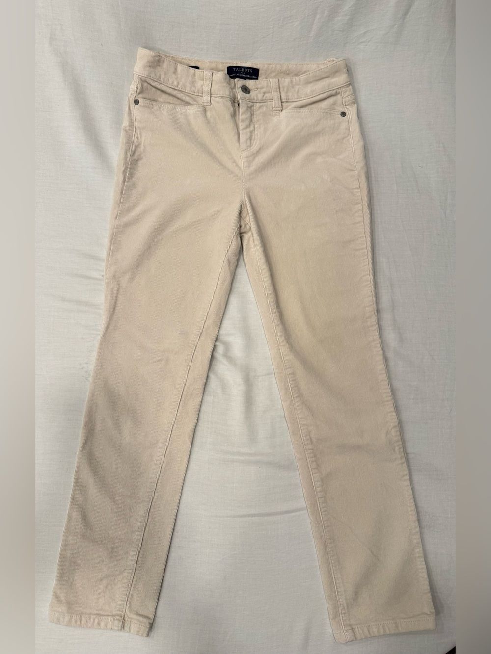 Talbots Corduroy High Waist Straight Leg Pants Beige 4P